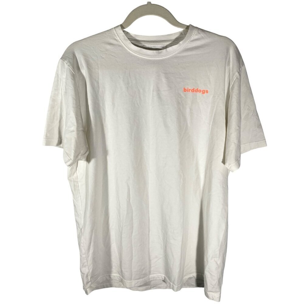 Birddogs Mens White T-Shirt L Cotton/Poly Blend Hummingbird Graphic tee stretch